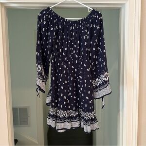 Navy Blue Paisley Women's Top